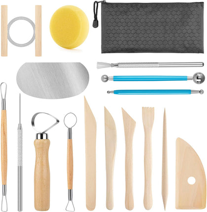 Pottery Tool Kit, 17pcs Polymer Clay Tools, Modeling Clay Sculpting Tools Kit, Ceramics Tools, Trimming, Embossing