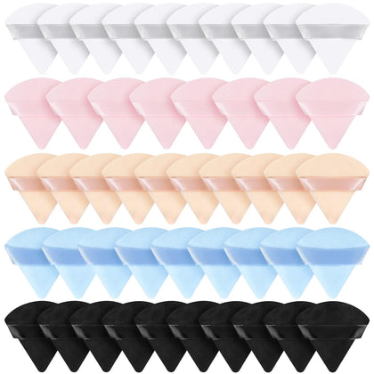 48 Pcs Triangle Powder Puff Velour Makeup Sponges,Bright Color