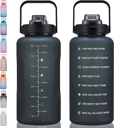 64oz,100oz,128oz Large Motivational Water Bottle with Time Marker, Leakproof & BPA Free Half Gallon Big Water Bottle