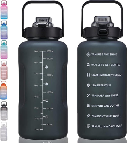 64oz,100oz,128oz Large Motivational Water Bottle with Time Marker, Leakproof & BPA Free Half Gallon Big Water Bottle