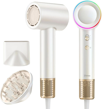 High-Speed Hair Dryer with Diffuser, Ionic Blow Dryer (White) | 160000 RPM Fast Drying, 500M Ions Eliminate Frizz &