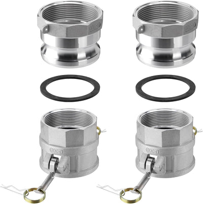 2 PCS 3" Type B Cam and Groove Hose Fittings+ 2 PCS Type F Hose fitting