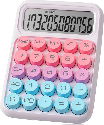 Mechanical Switch Calculator, 12 Digit Large LCD Display | Colorful with Big Buttons, Mechanical Switch Calculator
