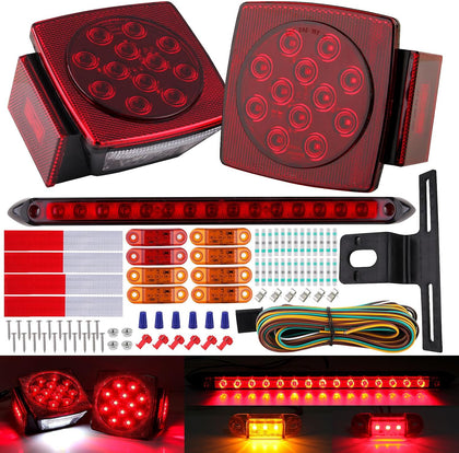 Submersible LED Trailer Light Kit with Wiring Harness for Boat RV Camper