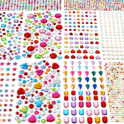 2774 Pcs Gem Stickers Jewels for Crafts, Self Adhesive Rhinestone Jewel Stick on Gems, Acrylic Bling Heart Stickers