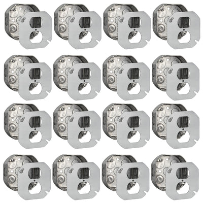 (16 Pack) Octagon Steel Electrical Junction Box & Duplex Receptacle Cover, 4" Square Drawn Metal Box, 1-1/2" Deep, 15.5 Cu in, UL Listed, 4x4 Flat Cover Duplex Kit