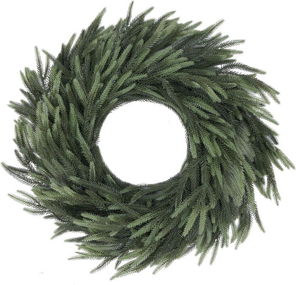 Norfolk Pine Christmas Wreath for Front Door Decoration, 26 in | Green Real Touch Artificial Shapeable Branch, DIY