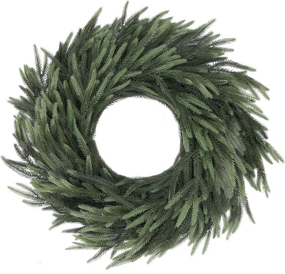 Norfolk Pine Christmas Wreath for Front Door Decoration, 26 in | Green Real Touch Artificial Shapeable Branch, DIY