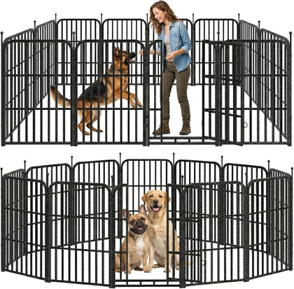 Metal Dog Playpen 40" 12 Panels for Medium Large Dogs, Indoor Outdoor Exercise Pen for Yard RV Camping, Thickened