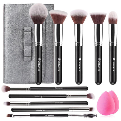 Makeup Brushes,Makeup Brush Set,13 Pcs with Portable PU Cosmetic Bag | Soft synthetic bristles,foundation brush for