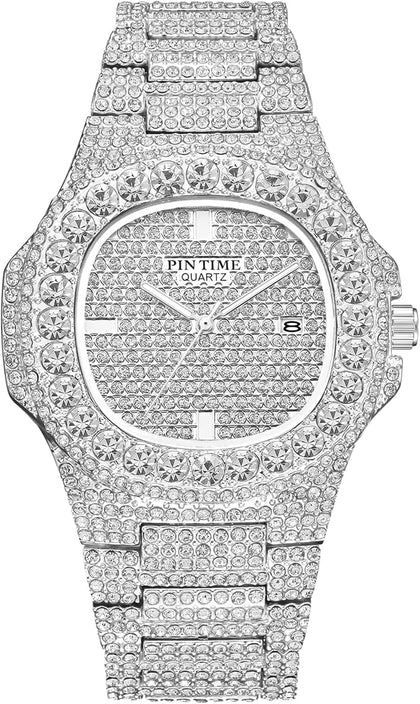 Unisex Diamond Watches Luxury Men and Women Calendar Quartz Clock Rose Gold Silver Stainless Steel Watch