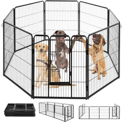 Dog Playpen | 40 Inch, 8 Panels | Heavy Duty Metal Pet Exercise Pen | Indoor Outdoor Fence Panels | Rust-Resistant