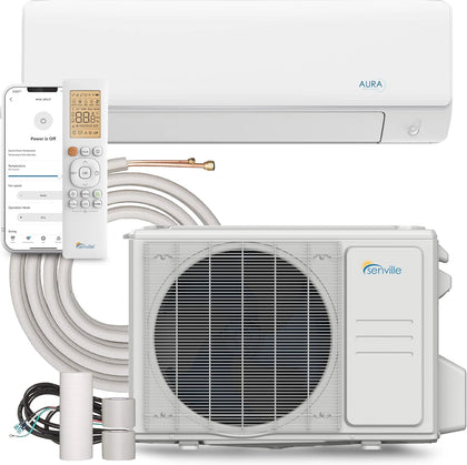 AURA Mini Split Air Conditioner, Heat Pump, White, 12000 BTU | Energy Star Certified, Works with Alexa, Ductless