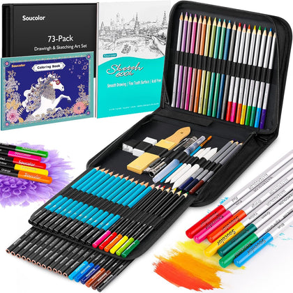 73 Pack Art Supplies Sketching Kit for Adults Artist Gifts, School Supplies, Drawing Sketching Pencils with