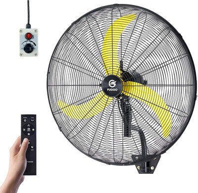 FUGOO 30" Heavy Duty Industrial Wall-Mounted Fan, BLDC Motor, Oscillating