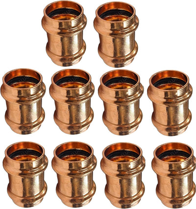 (10pcs) EZ-FLUID Heavy Duty 3/4" Press Slip Coupling,without Stop, No Stop Pro press Couplings,Pressure Copper Fitting,LF Copper Fitting Connection,Residential,Commercial Plumbing