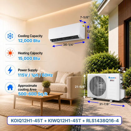 DIY 12,000 BTU 23 SEER2 Quick Connect Mini-Split AC 115V | Ductless heat pump includes a 25-foot quick-connect