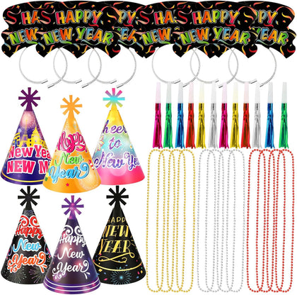 Colorful New Years Eve Party Supplies 2026, Pack of 36 Happy New Year Decorations 2026 Kit, Happy New Year Headband