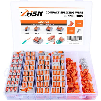 230 PCS Lever Wire Connectors Nuts Kit - Electrical Connectors 28-12 AWG, 2/3/4/5 Conductor Combination - Compact