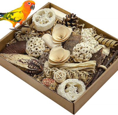 Natural Bird Toy Foraging Parrot Shredding Toys Box Conure Chewing Toys for Cockatiel Lovebird Parakeet Budgie