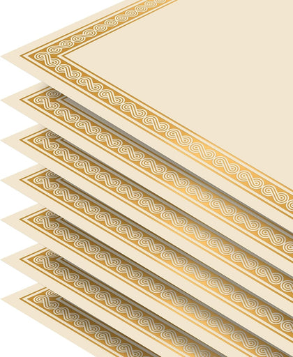 50 Sheet Award Certificate Paper, Gold Foil Metallic Border, Ivory Letter Size Blank Paper, Diploma Certificates
