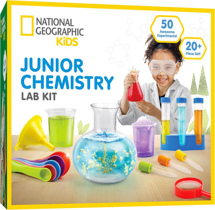 National Geographic Junior Chemistry Set with 50 Experiments for Kids | 20+ Lab Tools, Early Learning Lab, Hands-On