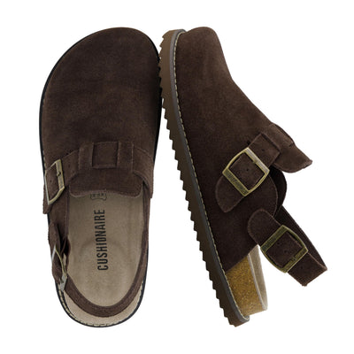 Brooklyn Genuine Suede Slingback Clogs for Women with Buckle,Chocolate 8W