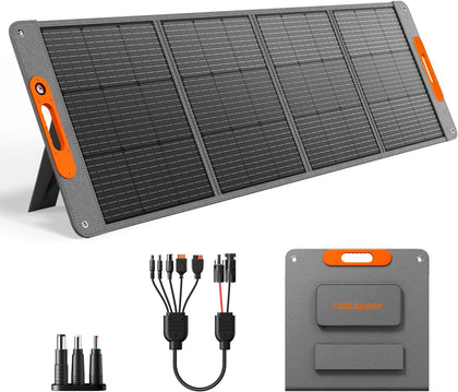 200W Portable Solar Panel for Power Station, 24% High Efficiency ETFE Foldable Solar Panel Charger, QC3.0, Type-C