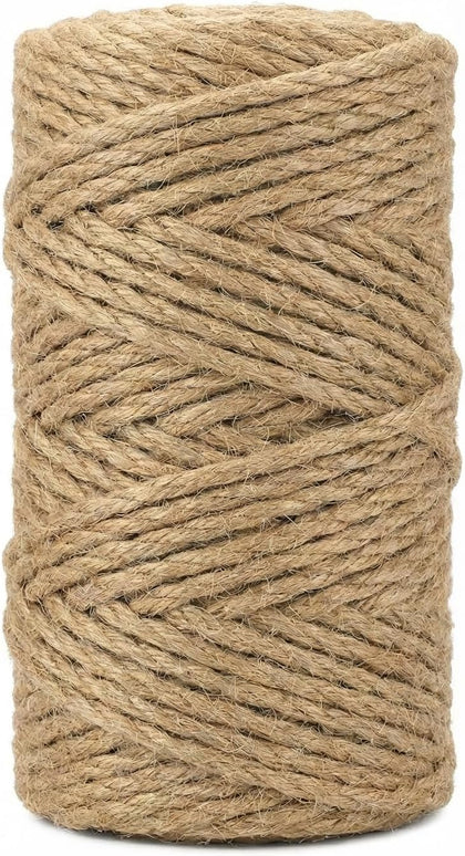 Jute Twine, 100% Natural, 4mm-328FT for Gardening, Crafts, Packing & DIY Projects, High Strength, All-Purpose Hemp