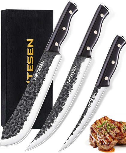3PC Butcher Knife Set, Brisket Carving Breaking Boning Knife