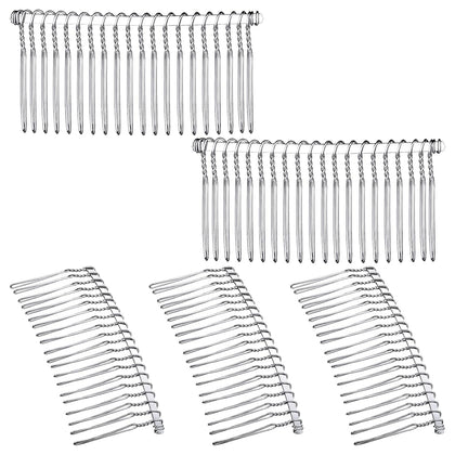 5 Pcs Metal Hair Comb for Veil 20 Teeth, White