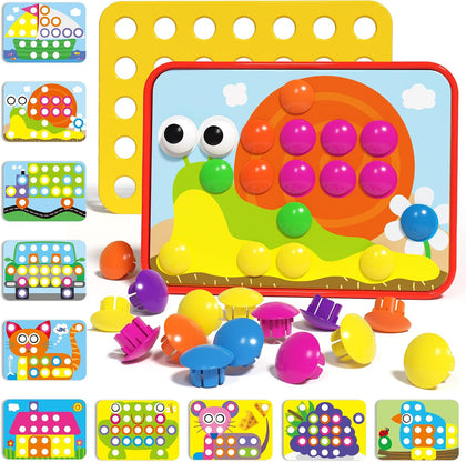 Button Art Toy, Color Matching Pegboard for Kids Ages 3+ | Educational Button Art Activity with Color Matching