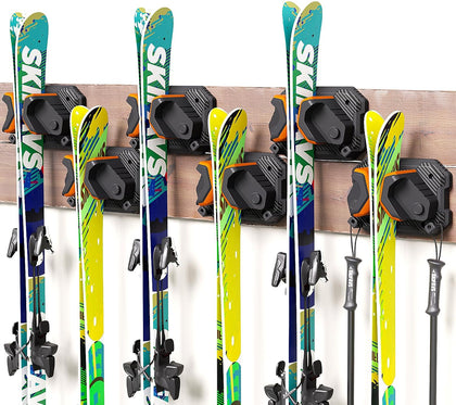 Ski & Snowboard Wall Rack for Garage Wall Fits Any Ski/board, Ski Wall Mount Holders Damage-Free Storage Rack, Garage