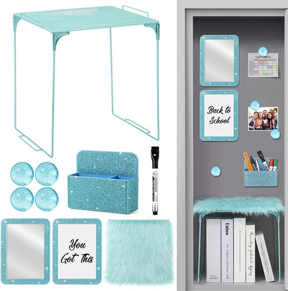 10 Pcs Glitter Locker Organizer and Decorating Kit, Locker Accessories Include Magnetic Storage Cup, Mirror, Shelf