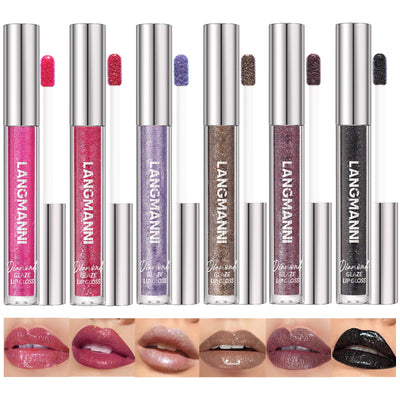 6 Colors Diamond Glitter Lip Gloss Set,Long Lasting High Shine Shimmer Liquid Lipstick Set,Hydrating,Moisturizing Lip