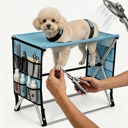 Foldable Pet Grooming Hammock for Small Dogs & Cats - 8.8lb