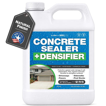Concrete Driveway Sealer Densifier (Clear Natural Finish) 1 Gal | Serveon Sealants Commercial Grade Outdoor Indoor