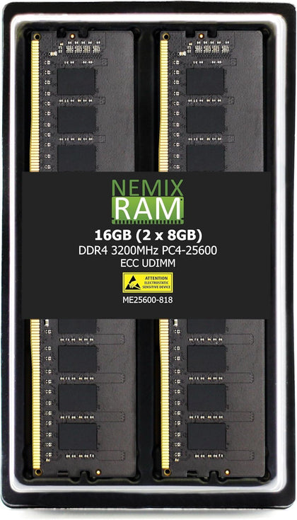 NEMIX RAM 16GB (2X8GB) DDR4 3200MHz PC4-25600 1Rx8 1.2V CL22 288-PIN ECC Unbuffered UDIMM KIT Compatible with DELL PowerEdge T350 Server