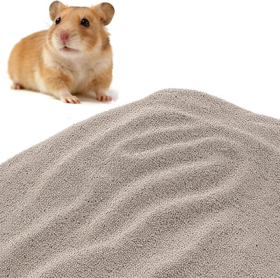 Hamster Sand Bath - Triple Odor Control Bathing Sand Low-Dust Absorbent, Non-Stick Clumping Dual-Use Bath & Litter