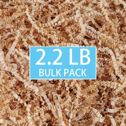 Crinkle Paper Filler, Kraft, 2.2 LB Shredded Paper for Gift Baskets