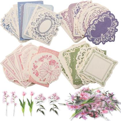 160 Pcs Vintage Scrapbook Supplies Kit, Including 120 Sheets Scrapbook Paper Pad 40 Decorative Flower Stickers, Junk