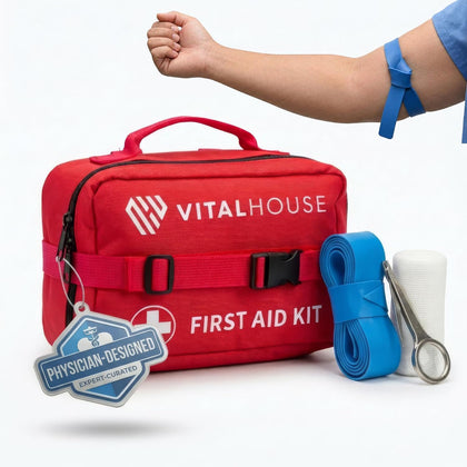 First Aid Kit 346 Piece with Tourniquet | Vital House Physician-Designed Emergency & Trauma Supplies for Home, Car