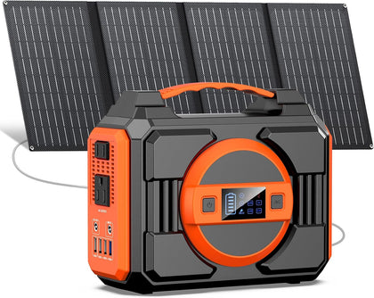 Portable Solar Generator, 300W Portable Power Station with 40W Solar Panel | 220Wh Lithium Battery Power Pack with