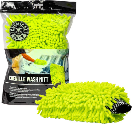Chenille Premium Scratch-Free Microfiber Wash Mitt for Car Washing - Lime Green, Ultra-Soft Car Wash Glove