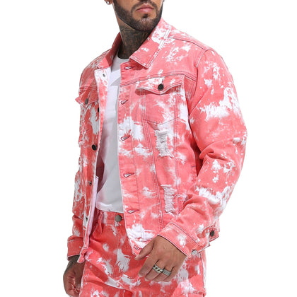 Men's Stretch Vintage Washed Denim Jacket (S, 3071A)