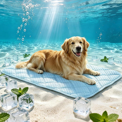 Cooling Mat for Large Dogs, 44"x 32" Thick & Durable Dog Cooling Mat, Q-MAX>0.45, Double-Sided Cooling Pet Pad