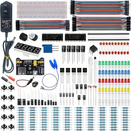 Upgraded Electronics Component Fun Kit Power Supply Module, Jumper Wire, 830 Breadboard