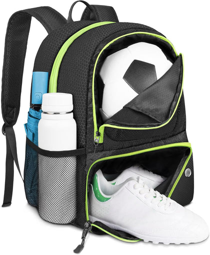 Soccer Backpack, Soccer Bag with Ball Holder and Shoe Compartment | Water Resistant Sport Equipment Bags Fit