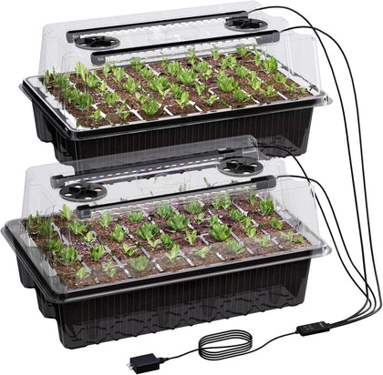 80-Cell Self-Watering Seed Starter Tray with Grow Light, Seed Starter Kit with 4.07” Humidity Dome, Indoor Seedling