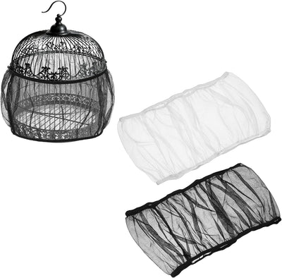 Bird Cage Seed Catcher, Bird Cage Net Cover Seeds Guard, Universal Birdcage Accessories, Black/White, Circumference